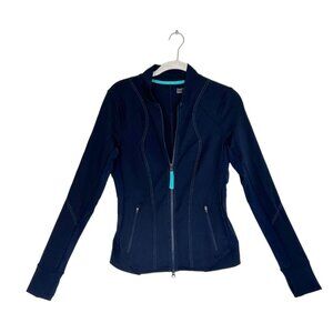 Zella Women's Zip Activewear Jacket in Navy /Teal - Sz S